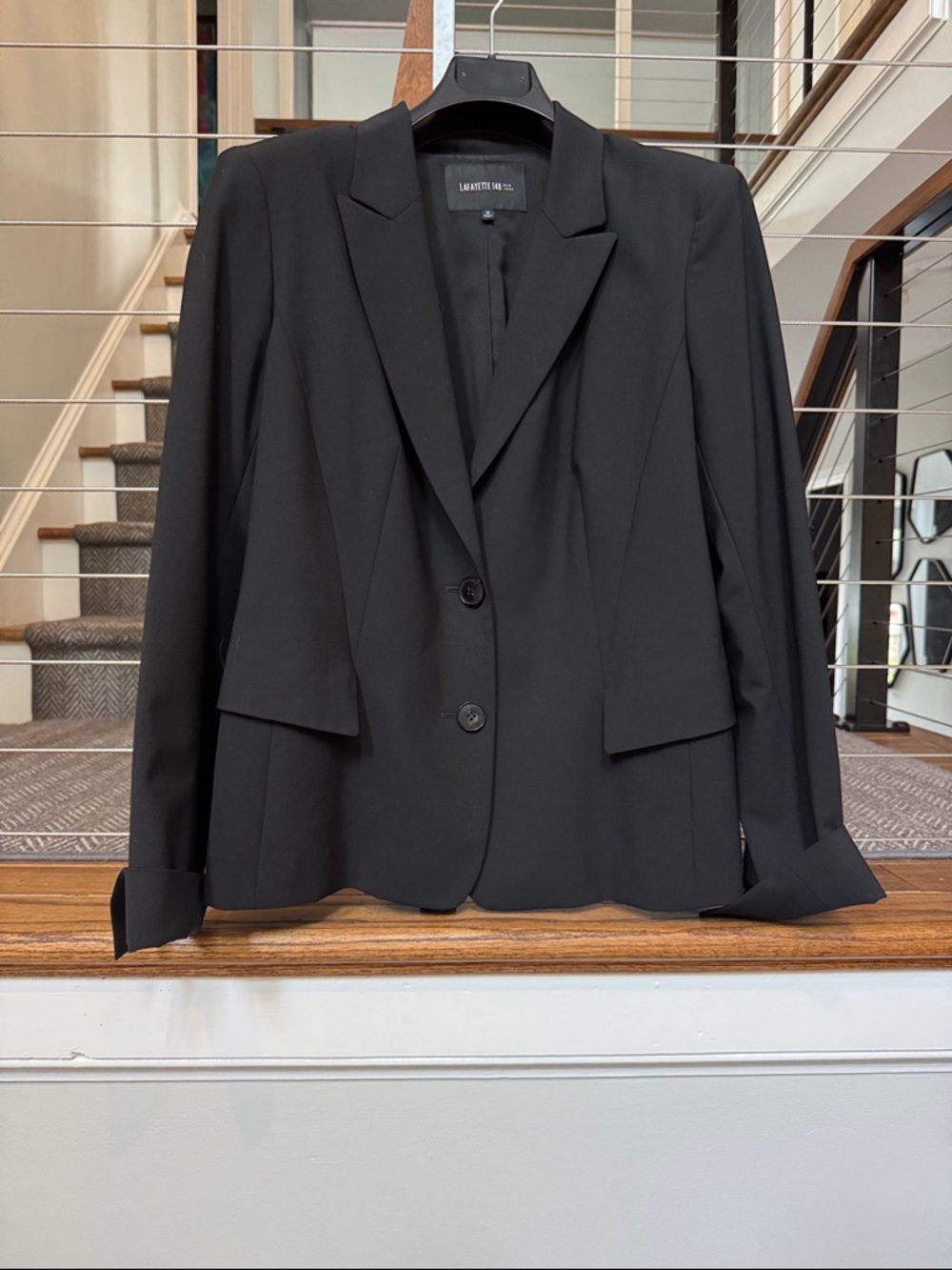 Layfayette 148 Womens Black Tailored Blazer with Fold-back cuffs